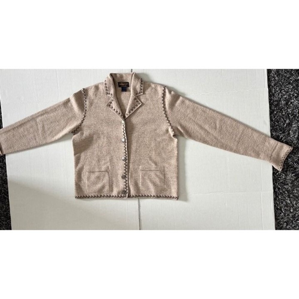 Woolrich Sweater Jacket British Tan 100% Wool/Laine Size L